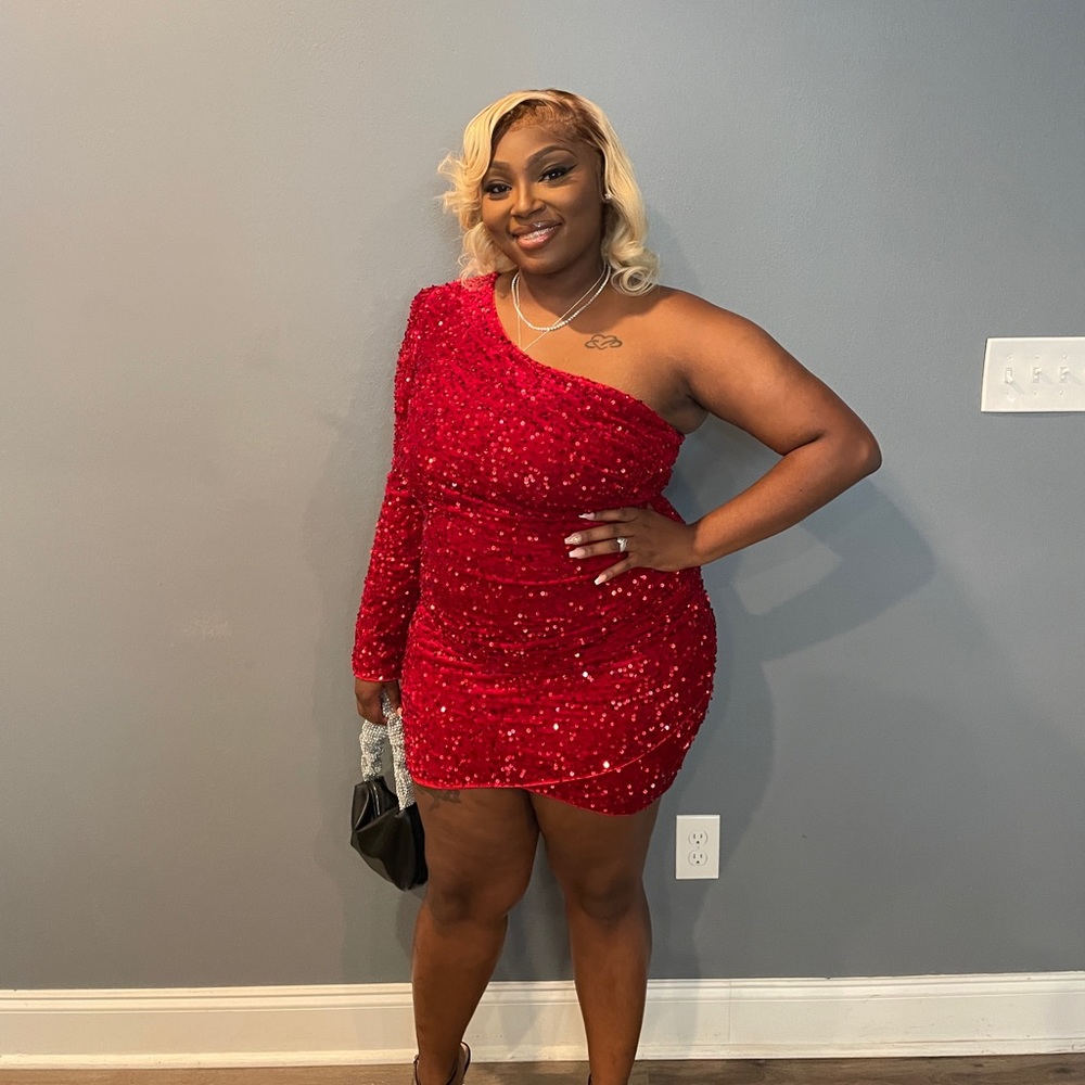 Red sparkling dress